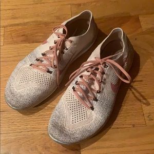 Nike training shoes pink and sliver size 9